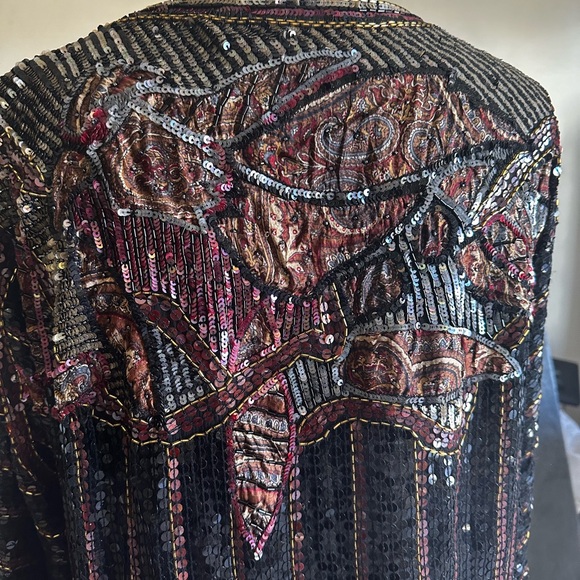 JUDITH ANN CREATIONS INC WOMENS SEQUIN TOP VINTAGE 100% SILK SZ M - Picture 13 of 16